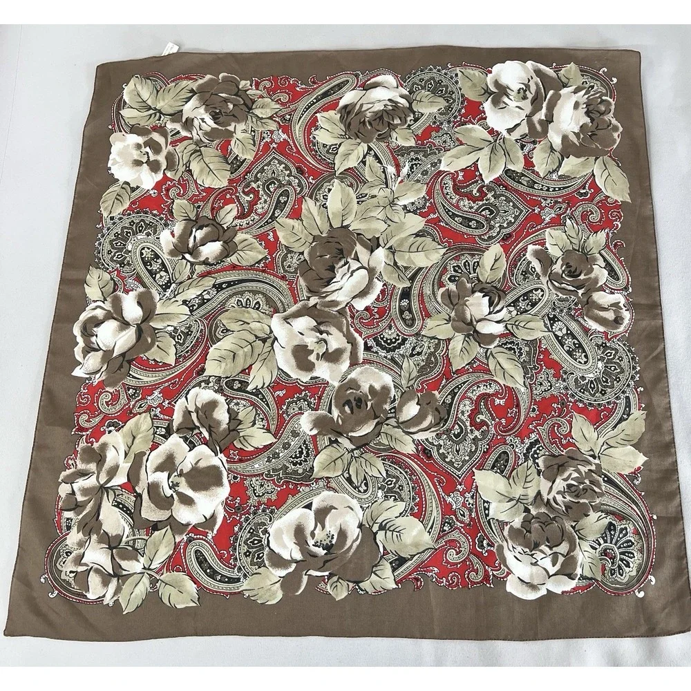 Vintage Made In‎ Italy Scarf Polyester Floral Multicolor 30